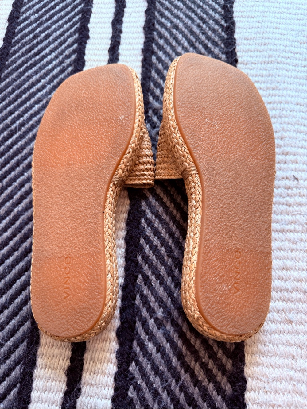 Vince Natural Tan Woven Slide Mules - Picture 5 of 7
